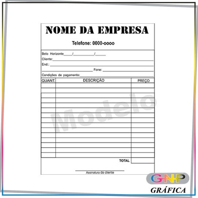 Bloco de Pedido 2 Vias Carbonado Valor Conjunto Habitacional Padre Manoel da Nóbrega - Bloco de Pedido 1 Via