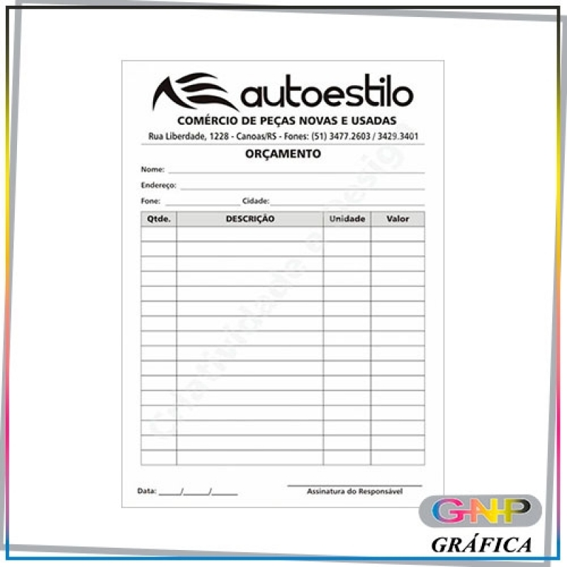 Bloco de Pedido Personalizado Guaianases - Bloco de Pedido 2 Vias Carbonado