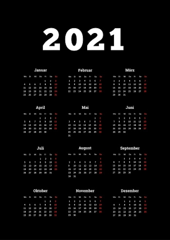 Calendário 2021 Folha A4 Poá - Folha de Calendário