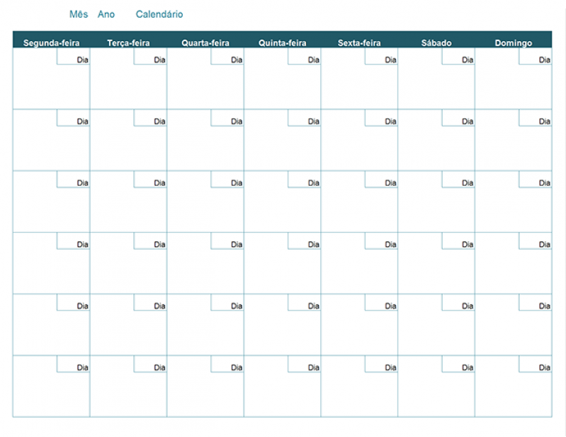 Calendário Folha A4